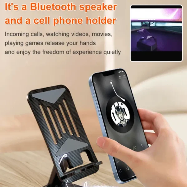 Bluetooth Speaker With Phone Stand 360º Rotating Mobile Phone Holder Anti-Slip Base Bluetooth Audio 5000mAh Power Bank Bracket