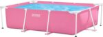 Limited-Time Sale for Summer Surprises AED 99د.إ：Intex 28266EH 7'L x 5'W x 23-5/8"H Rectangular Metal Frame Above Ground Outdoor Backyard Swimming Pool, 439 Gallons of Water, Pink