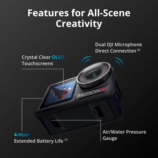 While Stocks Last:DJI Osmo Action 5 Pro Standard Combo,with 58 Piece Accessory Kit and 2 Extra Batteries + 64GB Card - Waterproof Action Camera with 1/1.3" Sensor, 4K/120fps...